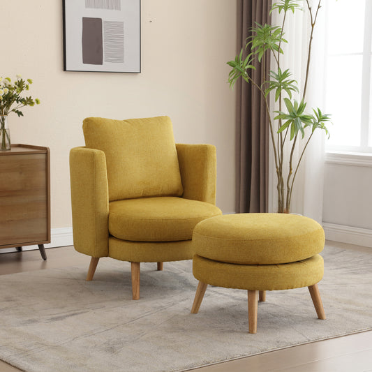 Benson Mustard Accent Chair with Ottoman