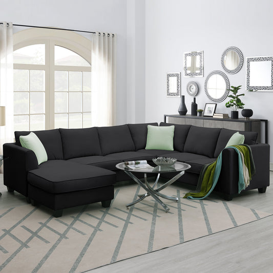 Henry 7 Seater Modular Sectional Sofa with Ottoman