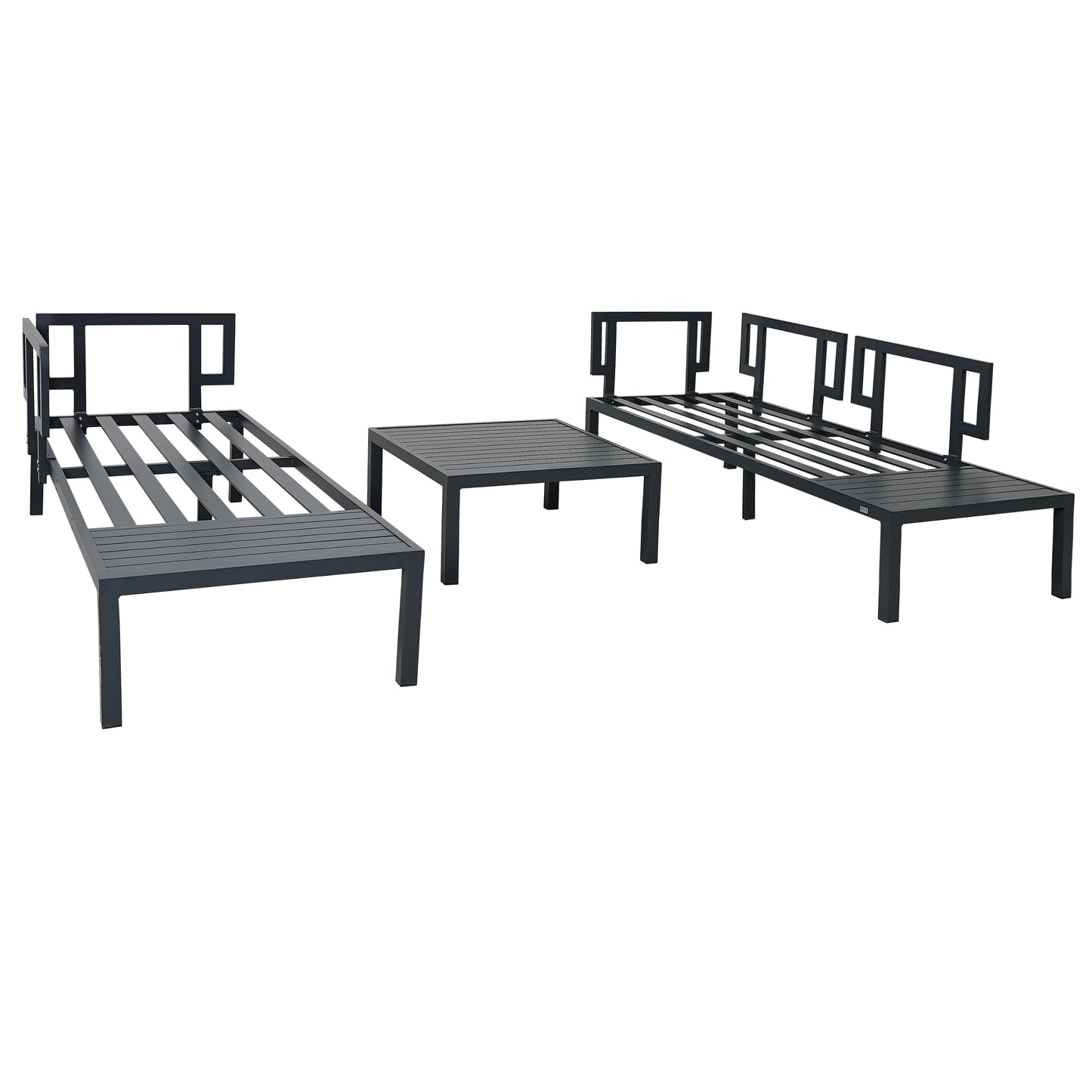 Outdoor 3 Piece Aluminum Alloy Sectional Sofa Set (gray)