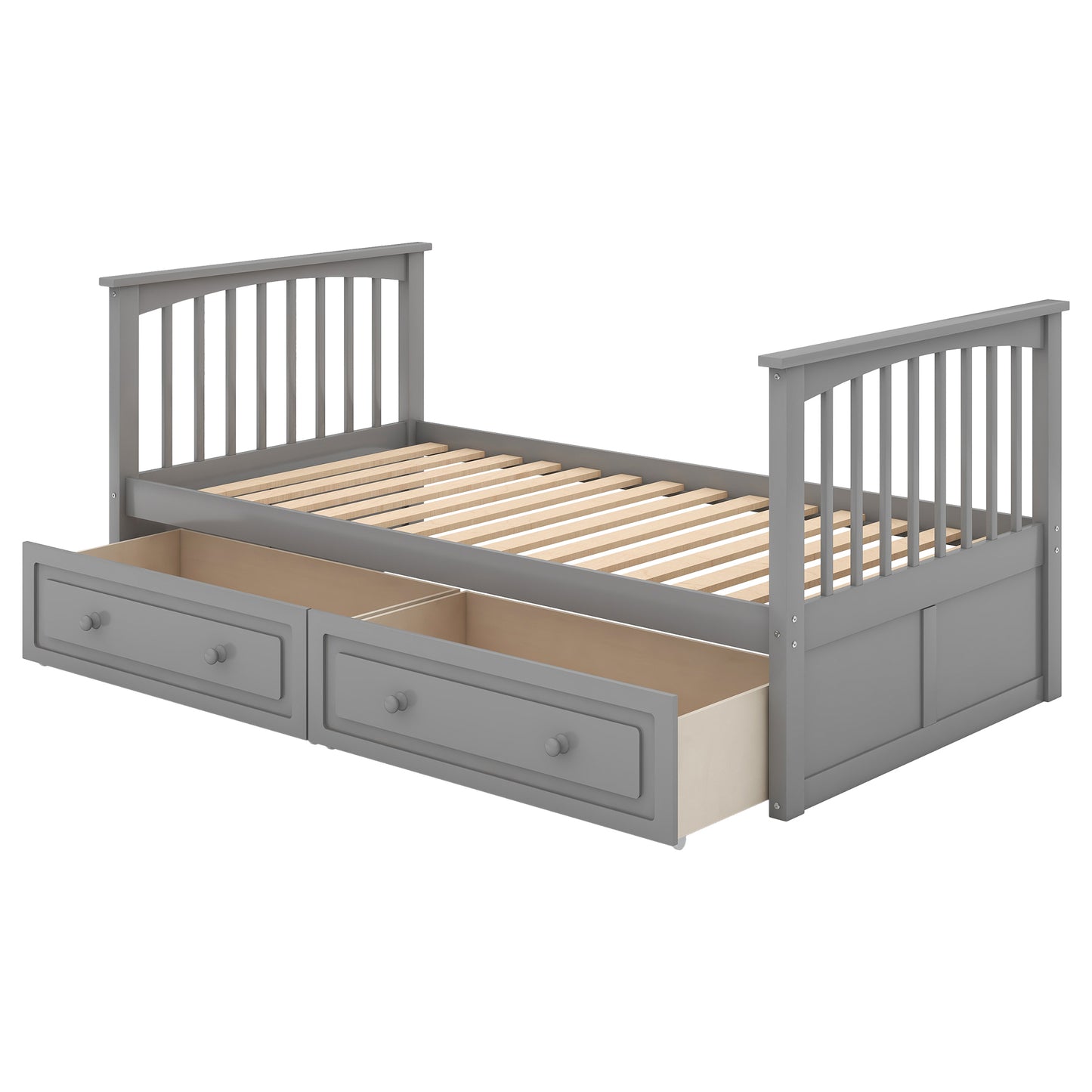 Convertible Gray Twin over Twin Bunk Bed with Drawers