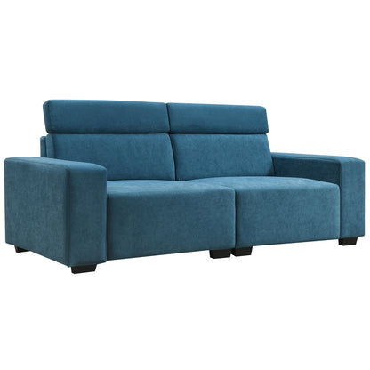 Multi-Angle Adjustable Headrest Blue Sofa