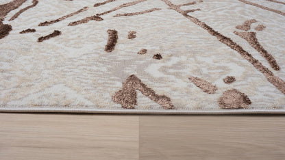 Shifra Beige and Gray With Bronze Area Rug 7.5X5