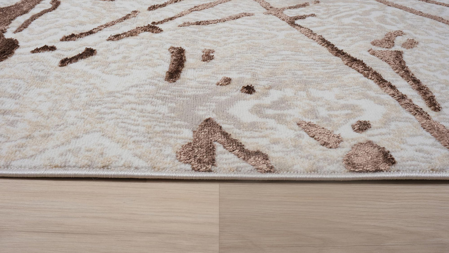 Shifra Area Rug Beige/Gray with Bronze 9X12
