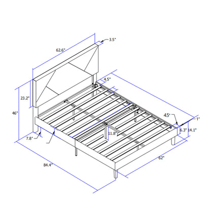 Zag Queen Bed (gray)