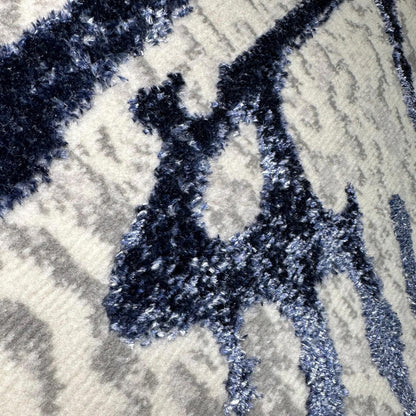 Shifra Area Rug Gray with Navy Blue 9X12