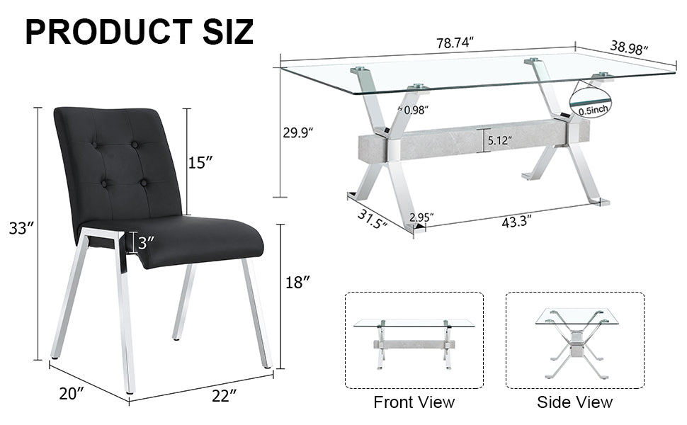 Nicolette 6-Piece Dining Table (black chairs)