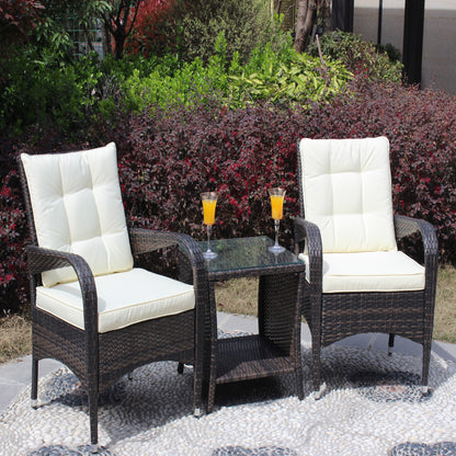 Outdoor 3 piece Beige 2 Chairs and Table