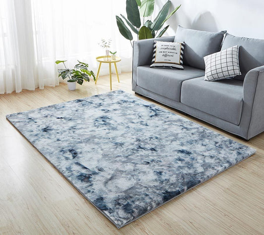 Lily Chinchilla Faux Fur Area Rug 7.5X5 (blue gray)