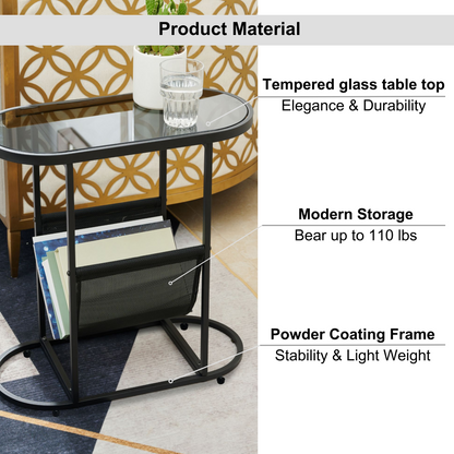 Acacia Glass Oval End Tables (set of 2)