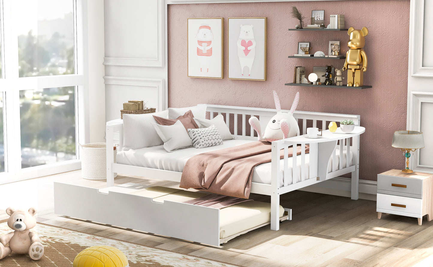 Wooden White Daybed with Trundle (full/twin)