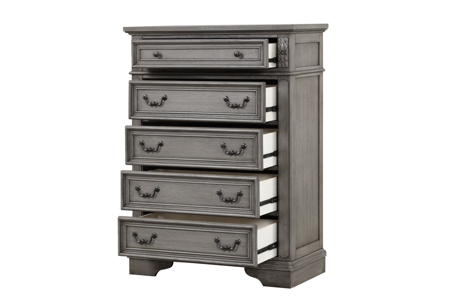 Grace King 5 Piece Bedroom Set in Gray