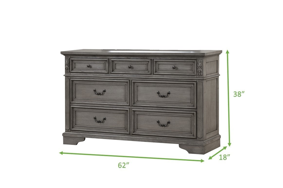 Grace Queen 4 Piece Bedroom Set in Gray