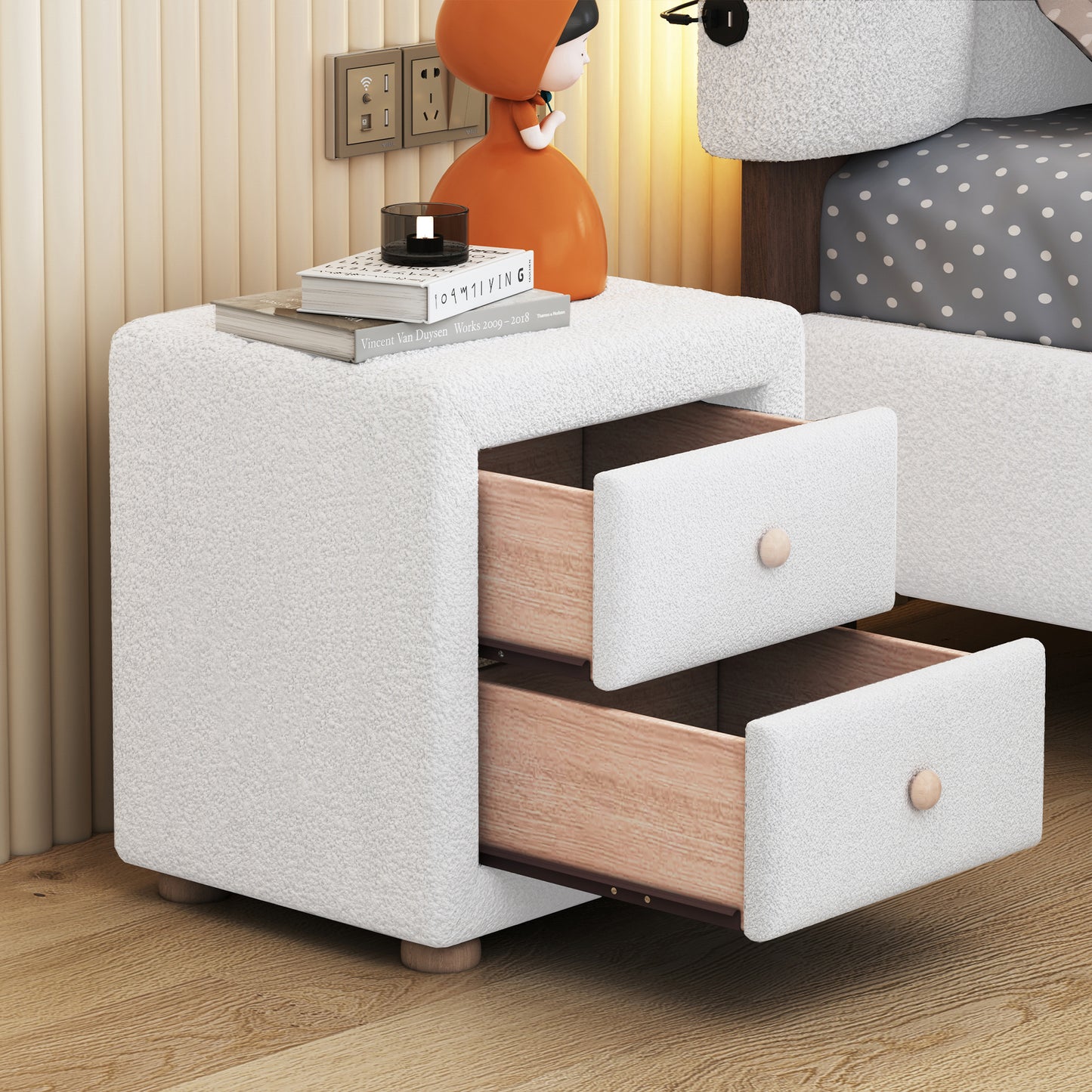 Teddy White Fleece Nightstand