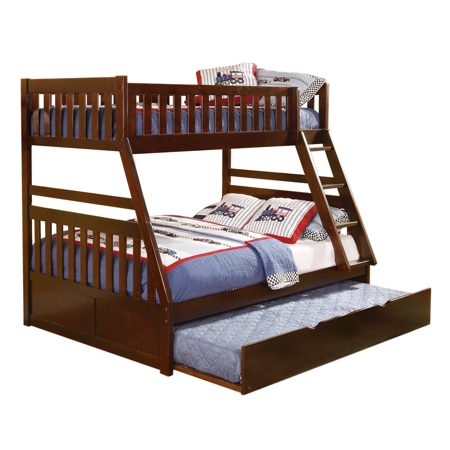 Twin/Full Bunk Bed w/ Twin Trundle (cherry)