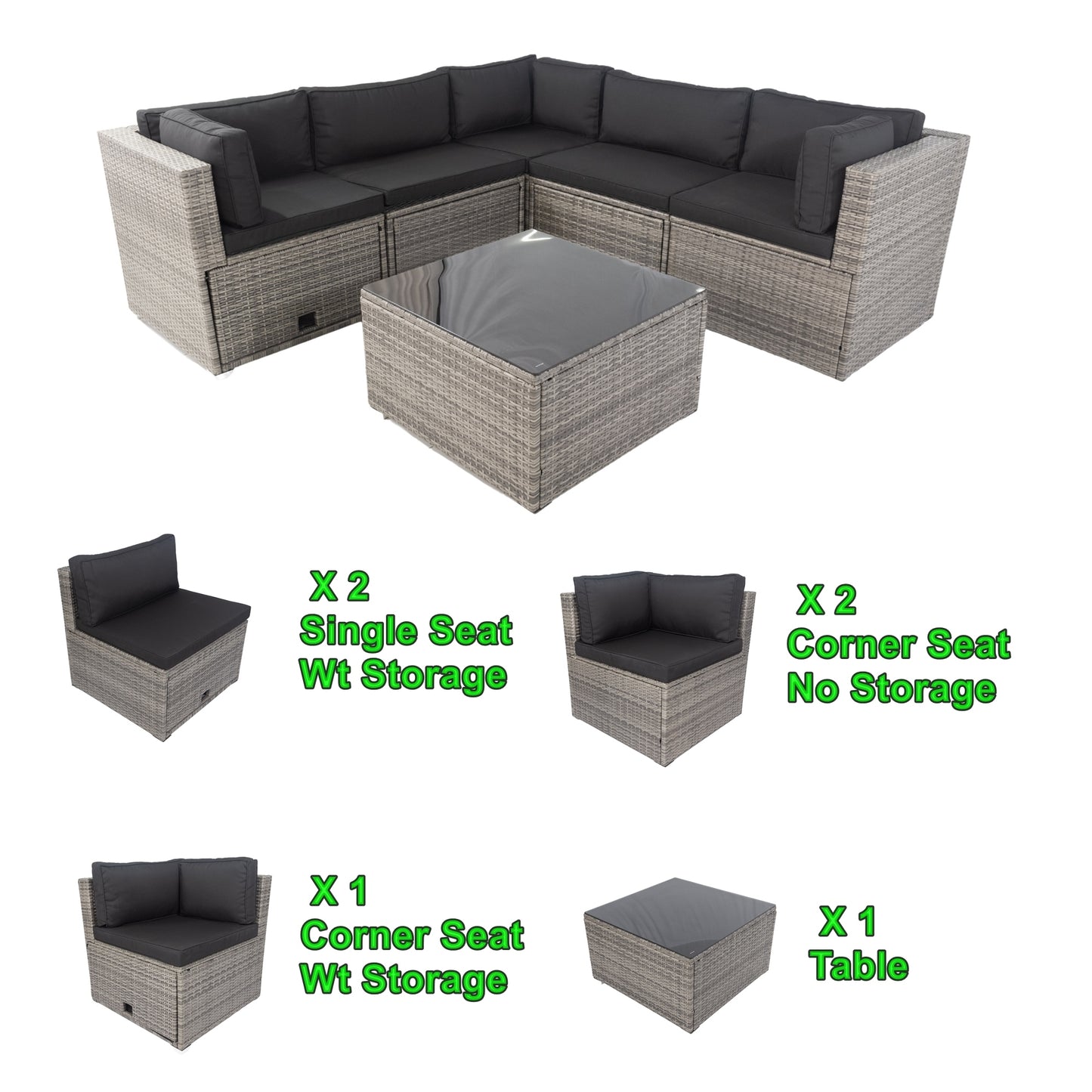 Citrus 6 Pieces Sectional Outdoor Set w/ Storage