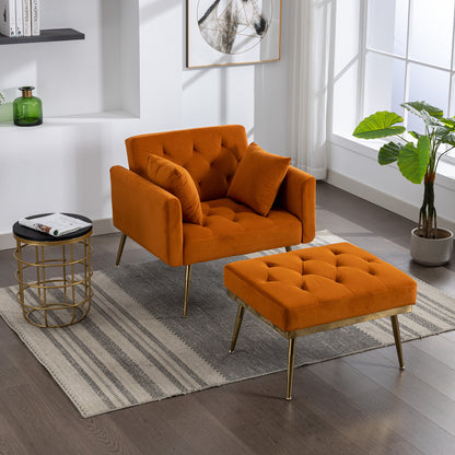 Nora Orange 36.61'' Wide Adjustable Accent Chair With Ottoman