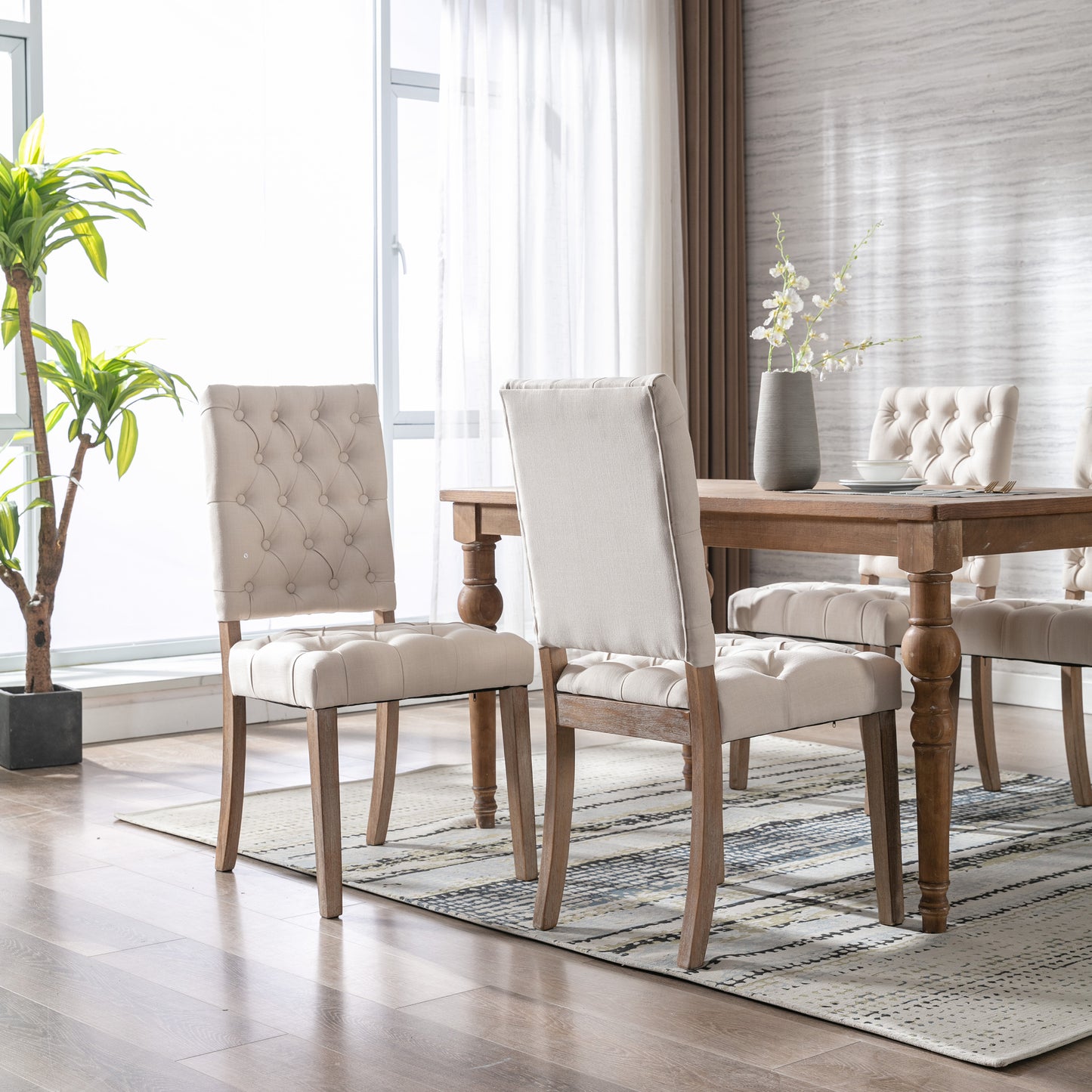 Buttoned Cream Dining Chair (set of 2)