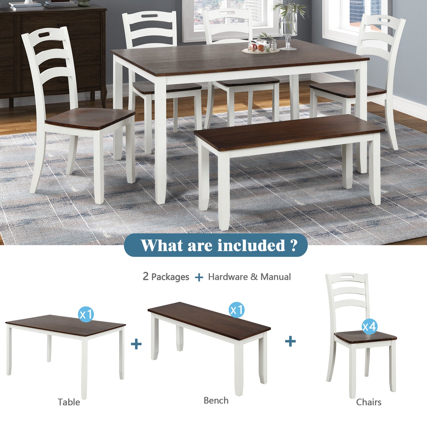 Ivory 6-Piece Dining Table