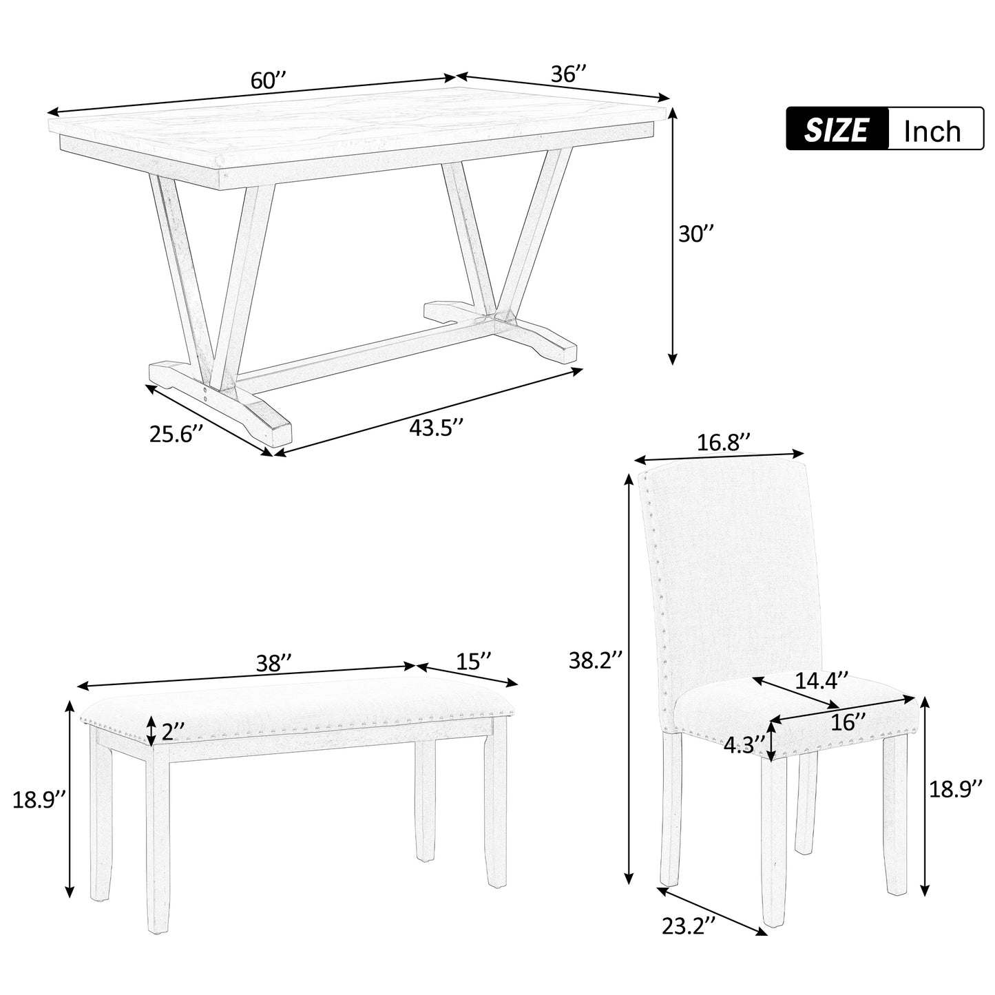 Sharp 6-Piece Dining Table