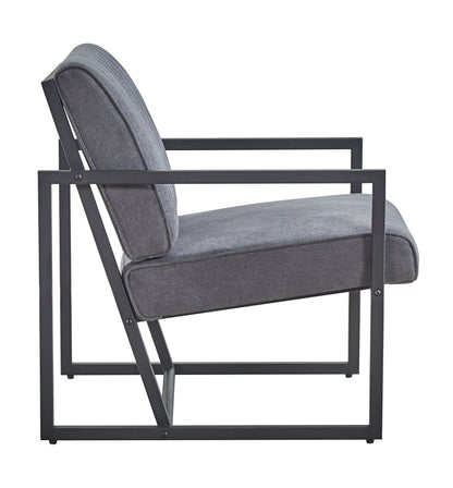 Lined Gray Accent Chair