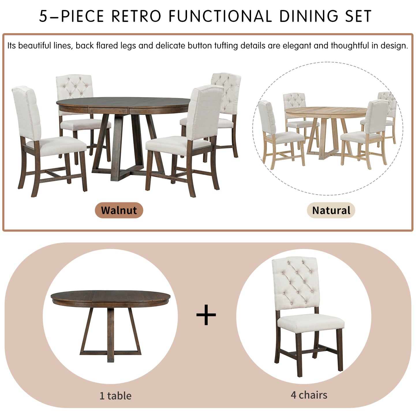 Parris 5 Piece Dining Table Set