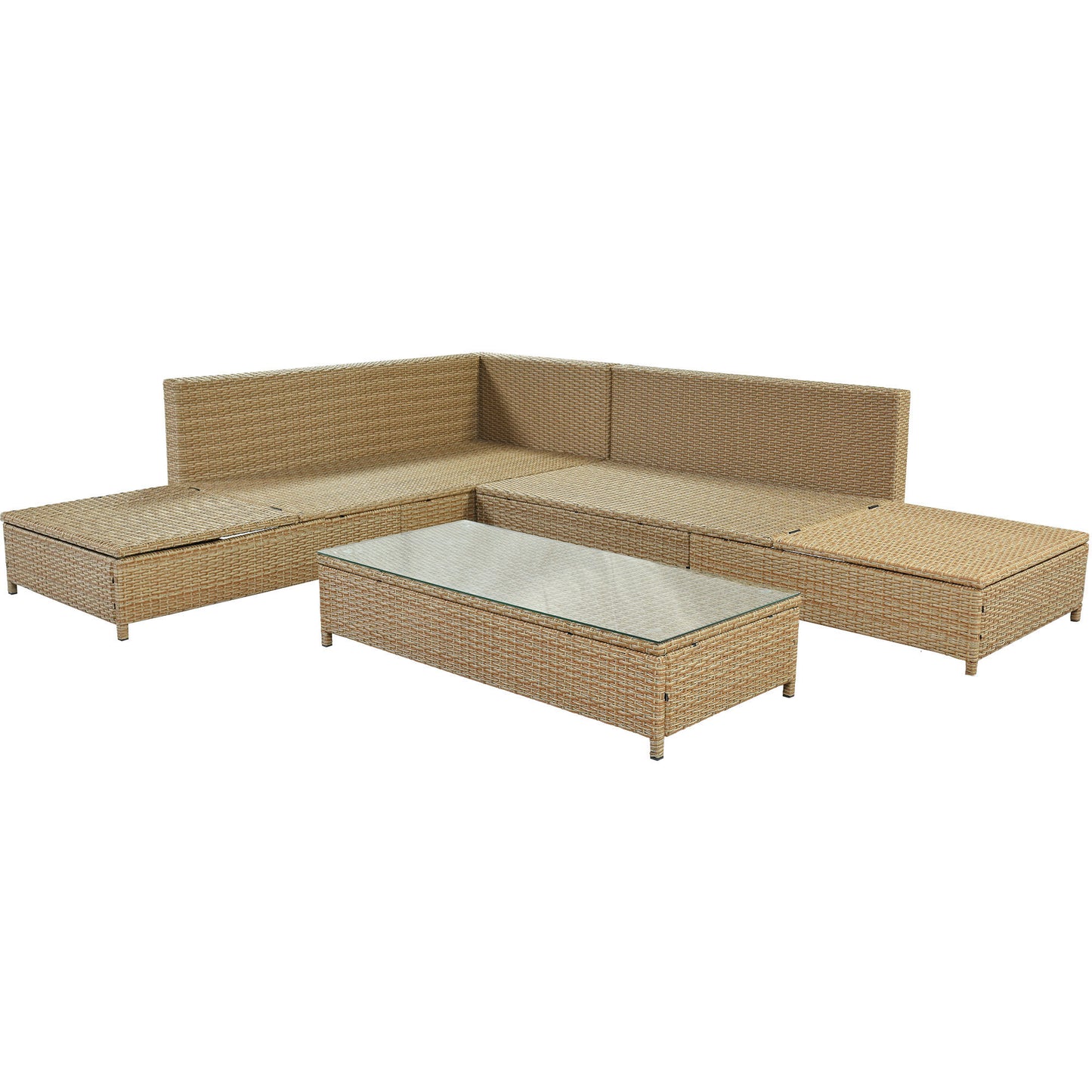 3-Piece Beige Rattan Sofa Set