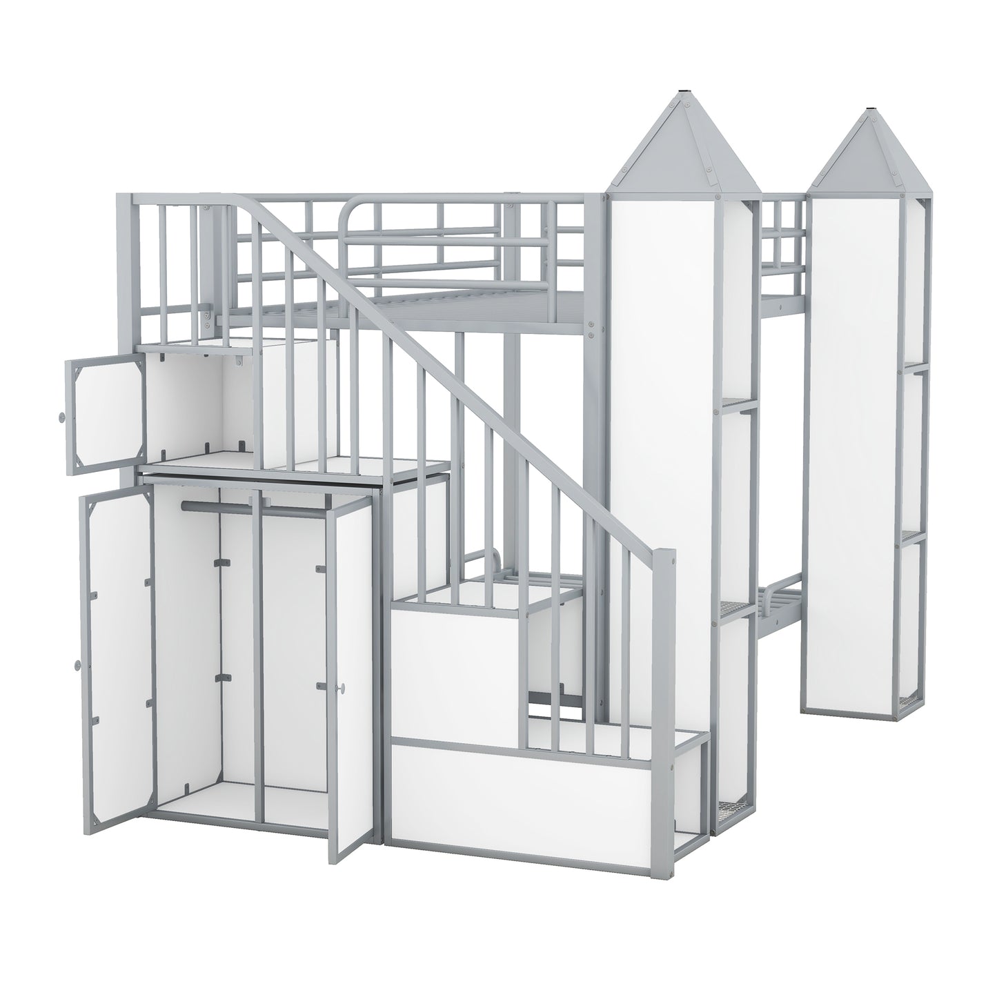 Castle Gray Twin over Twin Bunk Bed