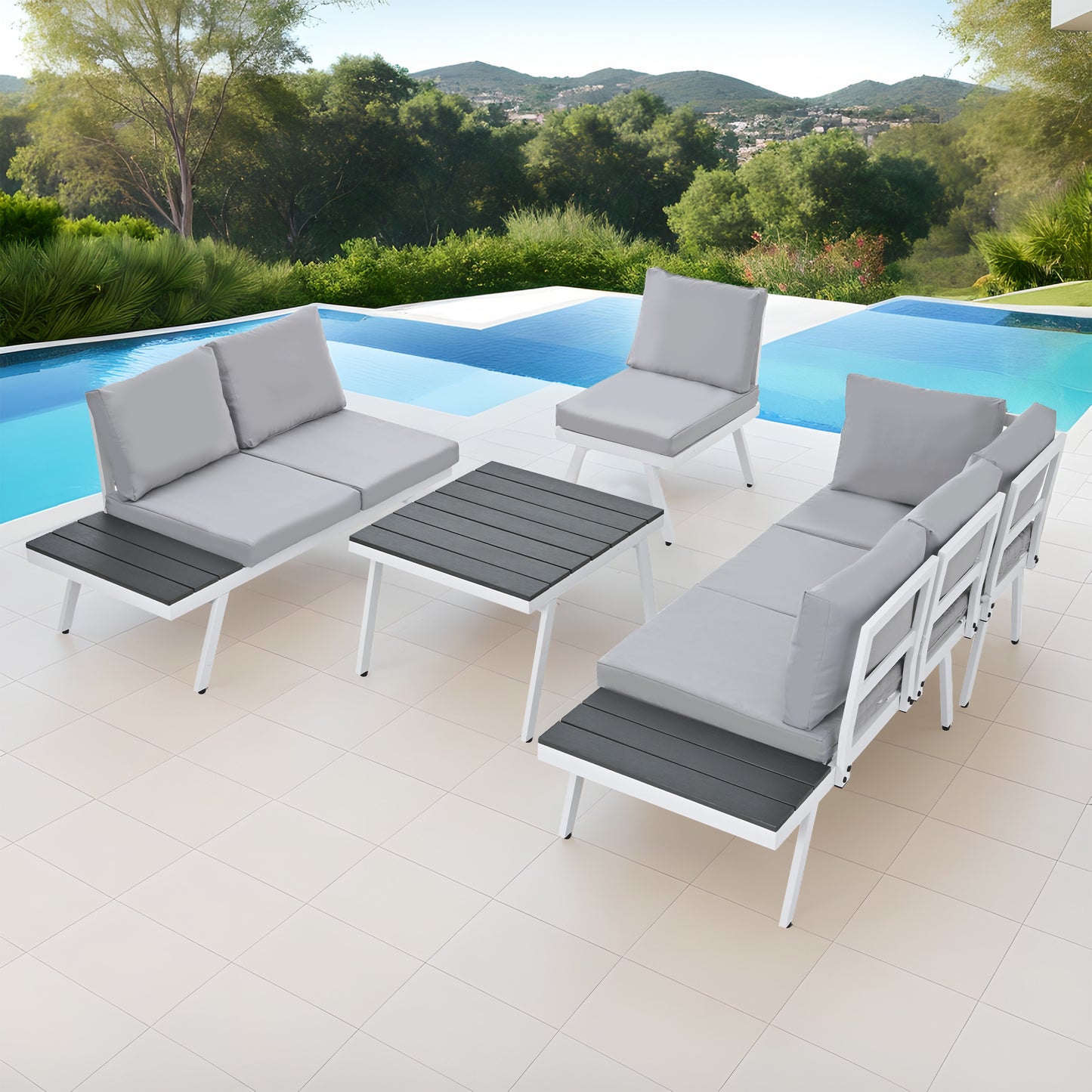 Industrial 5-Piece Aluminum Outdoor Seating Set (gray)