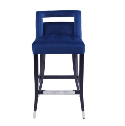 Atlanta Navy Suede Velvet 30" Barstool with Nailheads, Set of 2