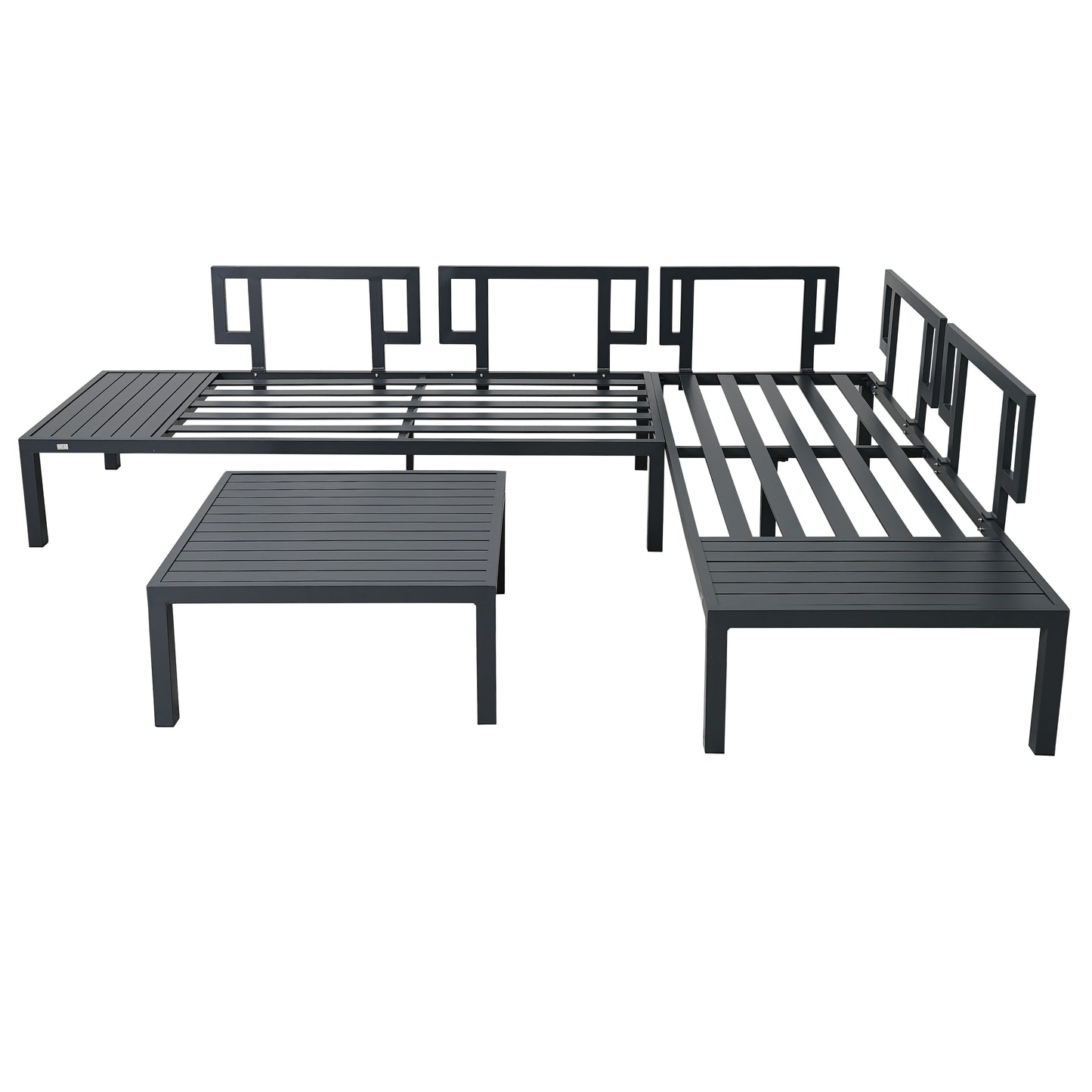 Outdoor 3 Piece Aluminum Alloy Sectional Sofa Set (gray)