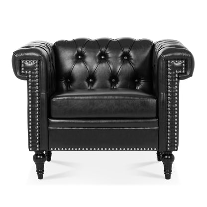 Classic Black Leather Accent Chair