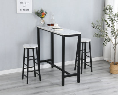 Faux Marble Black Counter High 3 Piece Dining Table
