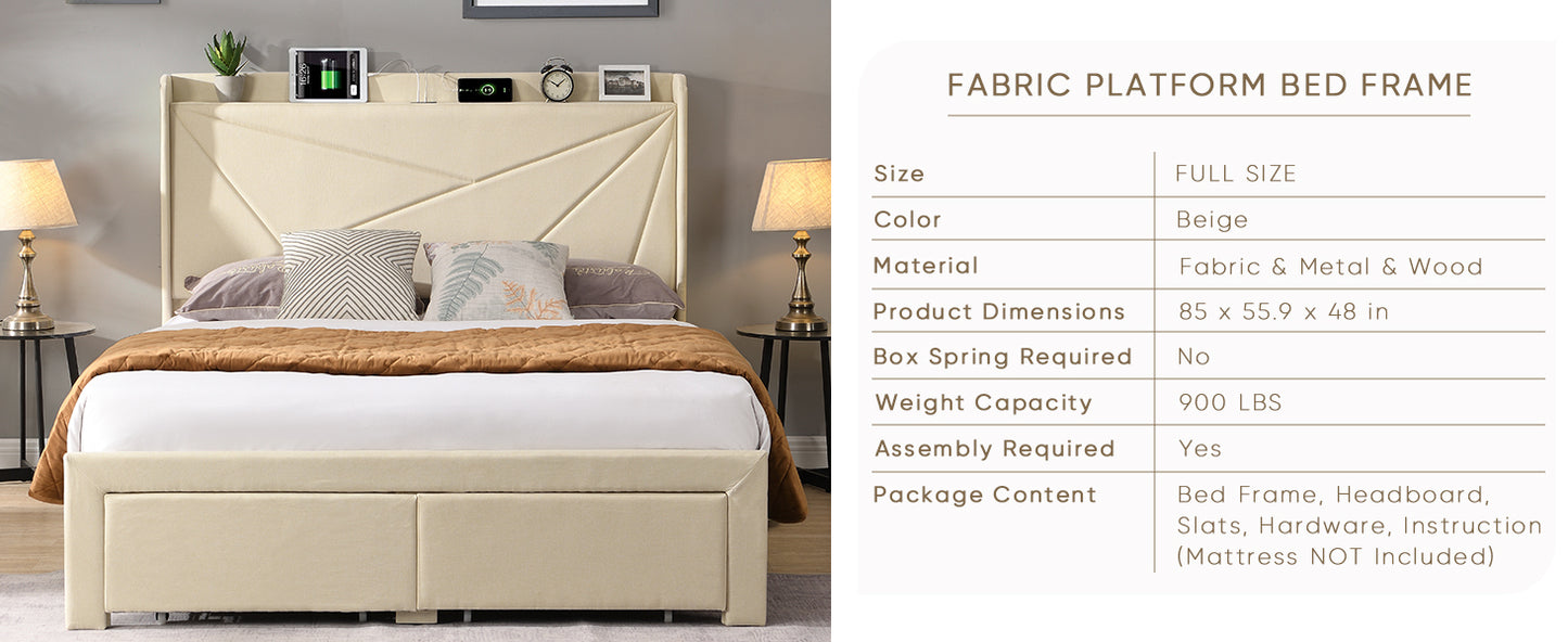 Noah Full Bed (beige)