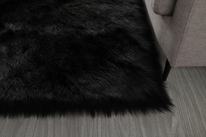 Ultra Soft Fluffy Faux Fur Area Rug 7X5 (black)