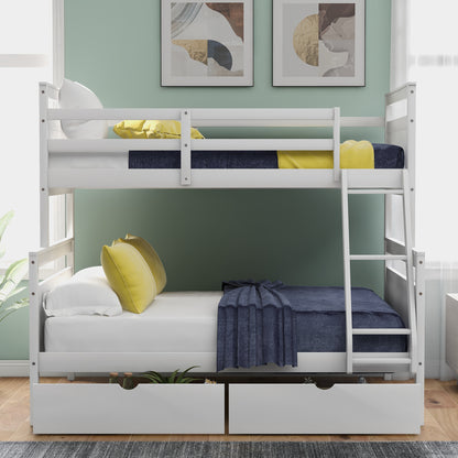 White X Twin over Full Bunk Bed with Storage