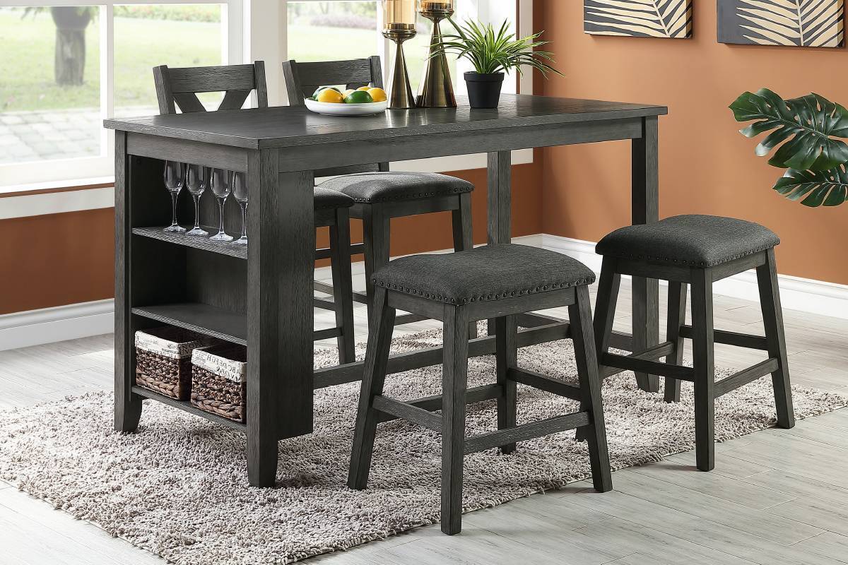 Modern Contemporary Gray 5-Piece Counter Height Dining Table