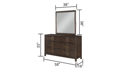 Kenzo 5 Piece Modern Style King Storage Bedroom Set Made with Wood, LED Headboard, Bluetooth Speakers & USB Ports - Walnut