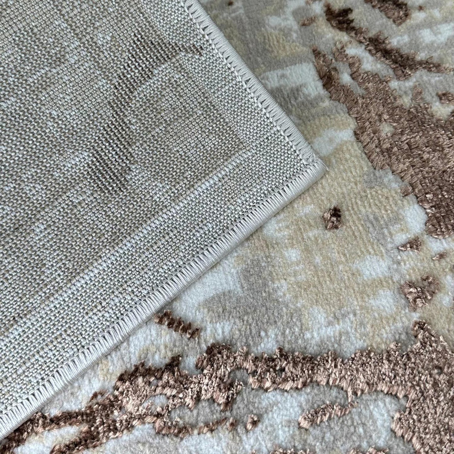 Penina Beige and Gray with Bronze Circles Area Rug 7.5X5