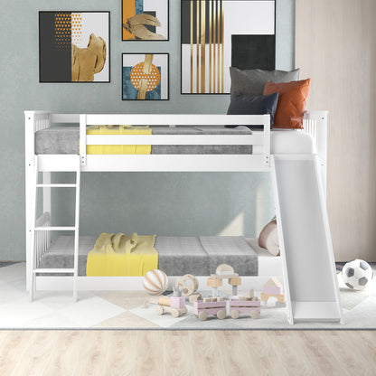 Floor Level White Twin over Twin Bunk Bed