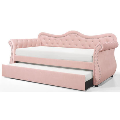 Abby Pink Velvet Daybed with Trundle (twin)