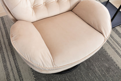 Marsh Beige Accent Chair with Ottoman