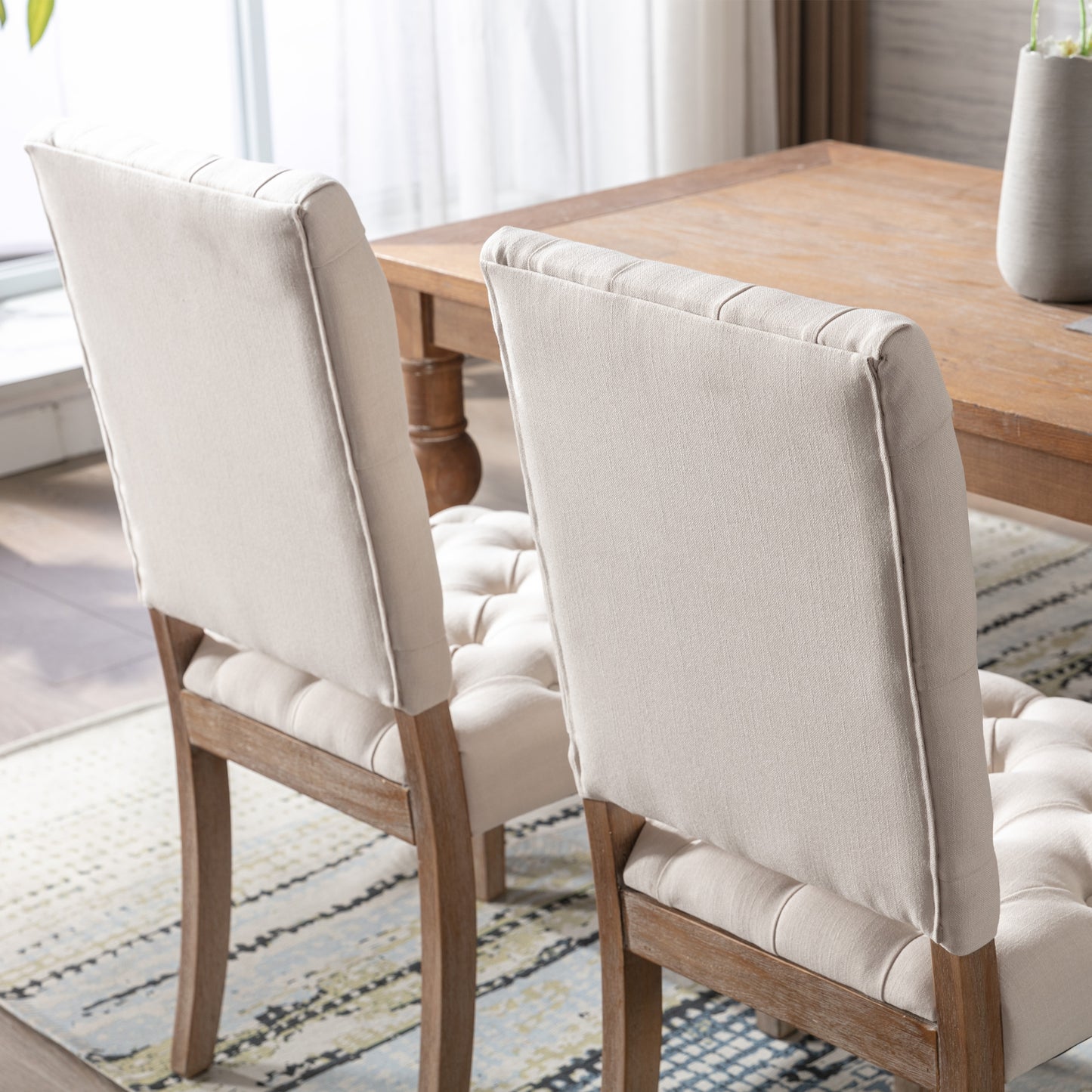 Buttoned Cream Dining Chair (set of 2)