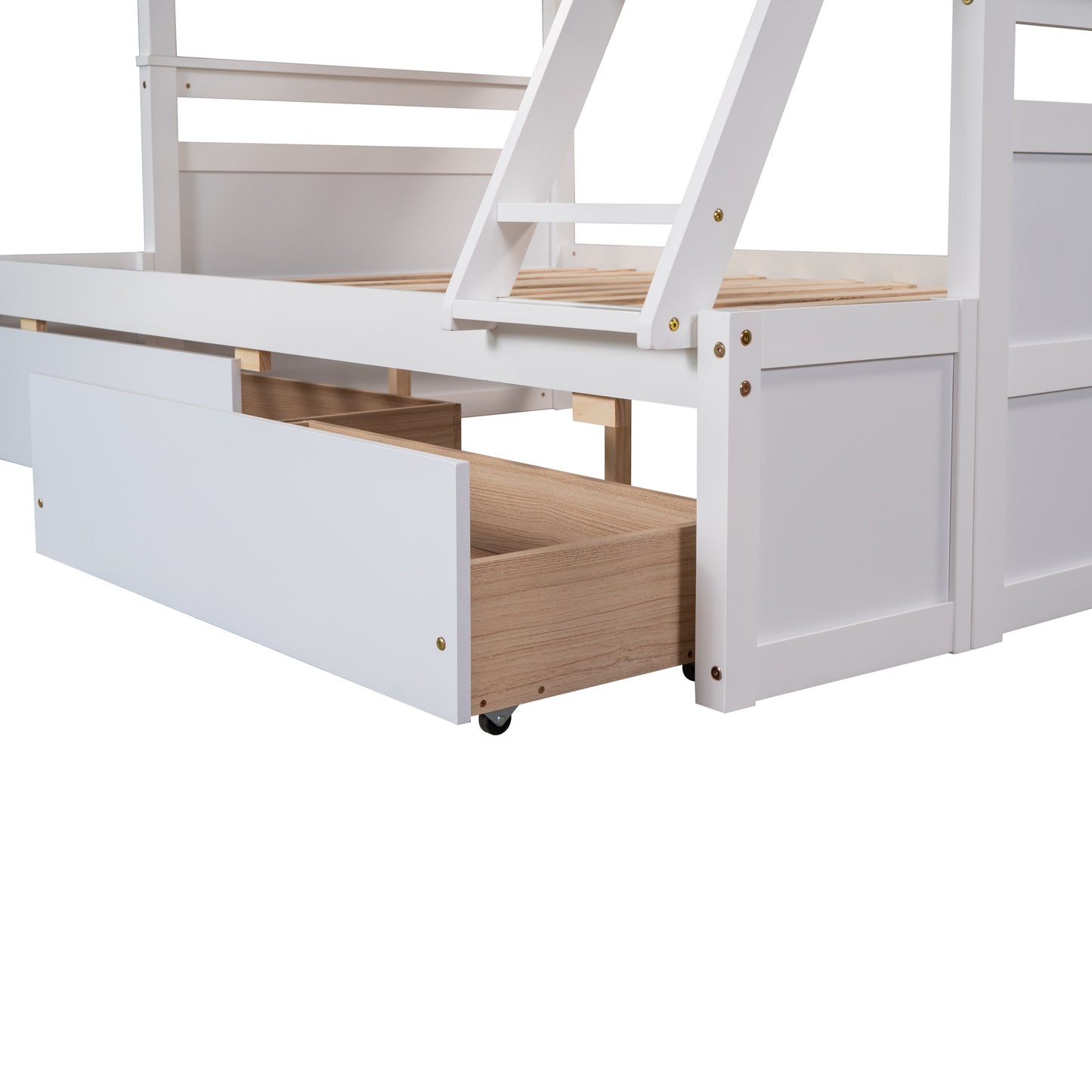 White Twin over Full Bunk Bed with Storage