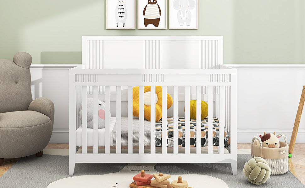 White Line Bear Crib