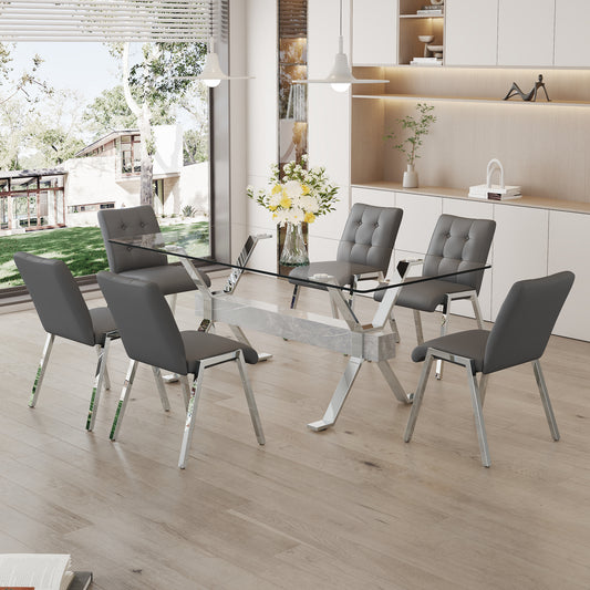 Nicolette 6-Piece Dining Table (gray chairs)