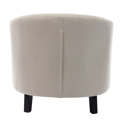 Linen Tan Fabric Tufted Barrel Accent Chair