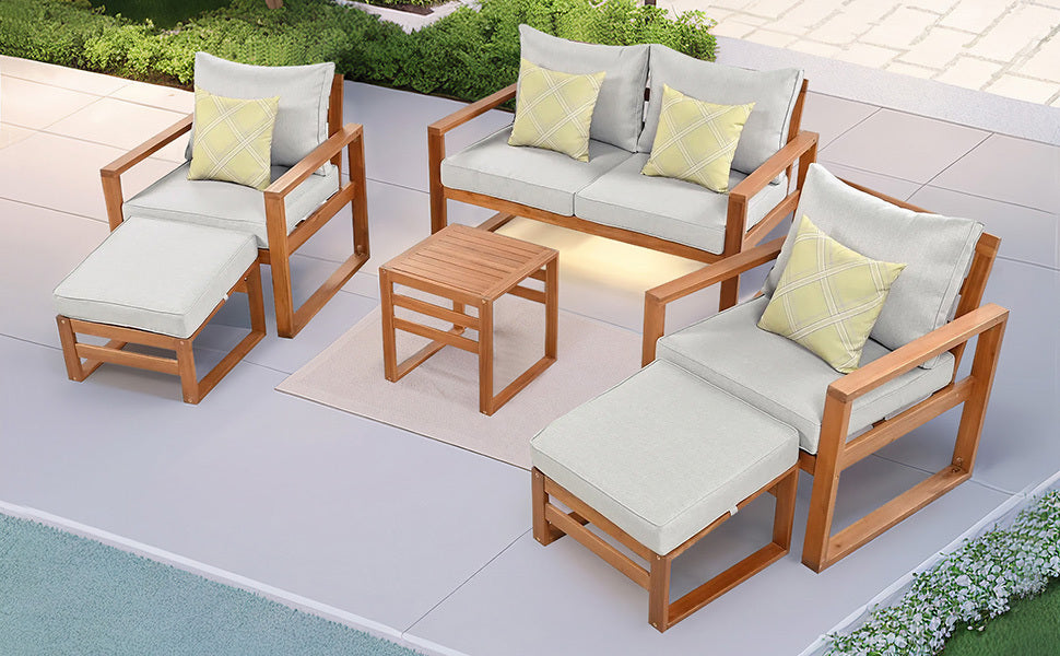 Outdoor Wood 6 Piece Conversation Set