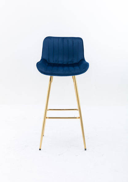 26" Set of 2 Bar Stools (blue/gold)