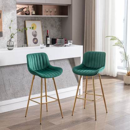 30" Set of 2 Bar Stools (green/gold)