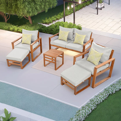 Outdoor Wood 6 Piece Conversation Set